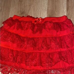 Very stretchy red Lace Layered shorts